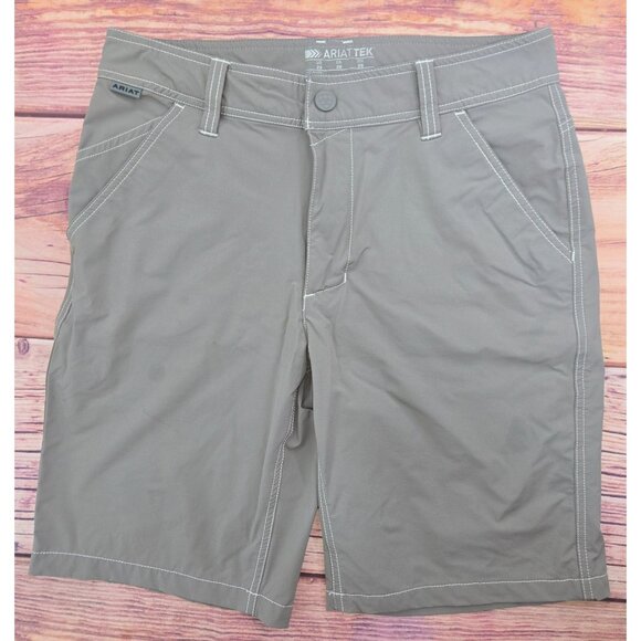Ariat Mens AriatTEK Performance Khaki Shorts 29 Nylon Spandex Blend - Picture 1 of 9